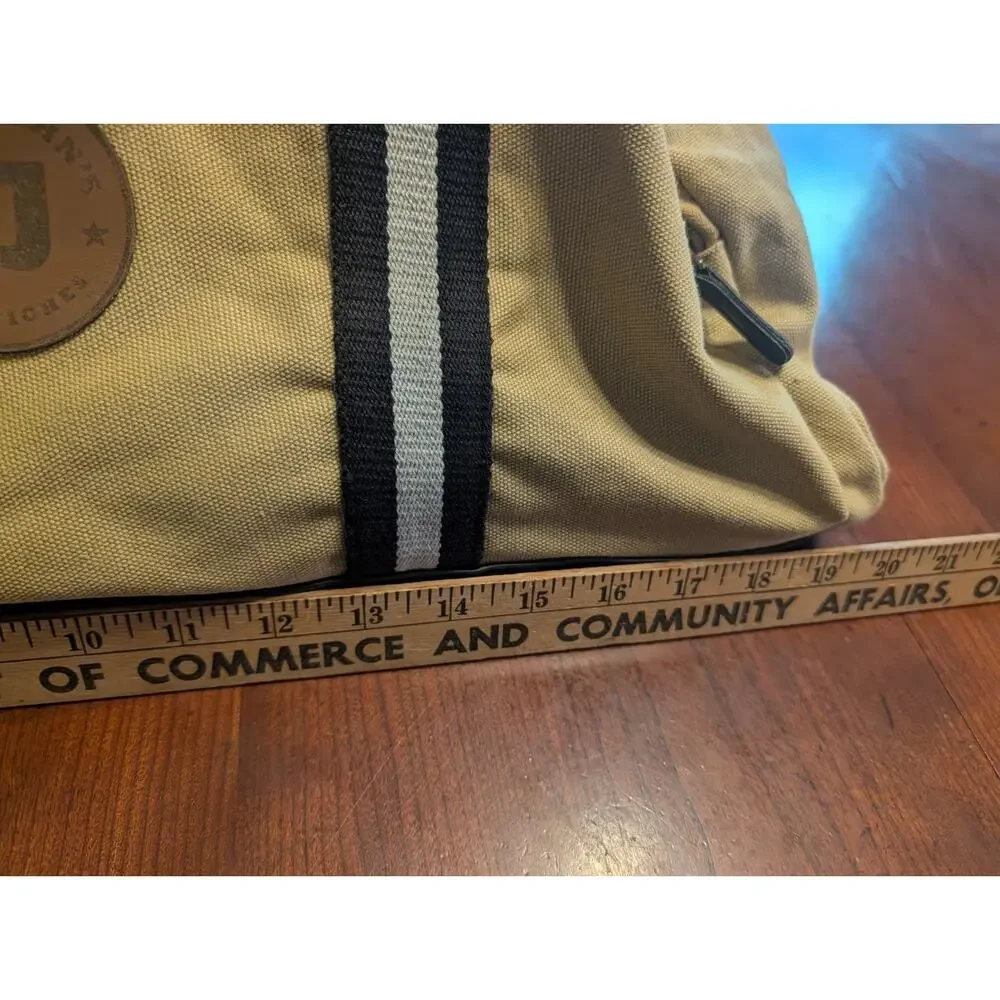 Heritage Supply Co. x Jimmy John's tan canvas weekender duffel bag